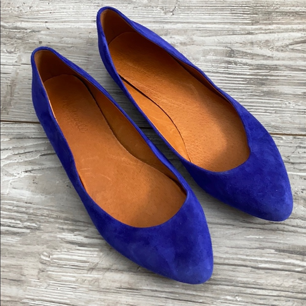 Madewell suede flats leather sidewalk skimmers 9